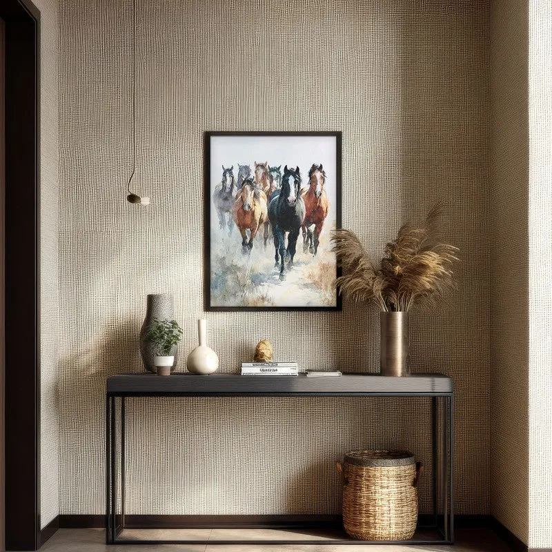 Running Horse Symphony Wall Painting With Black Frame media 7