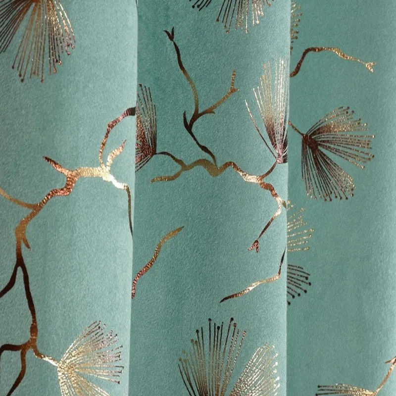 Soft Edge Printed Velvet Curtain - Sage Green,Gold media 5