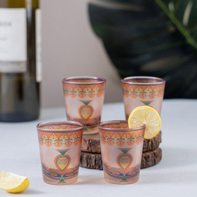 Ethnic Parade Frosted Shot Glass (30 ml) - Set Of Four