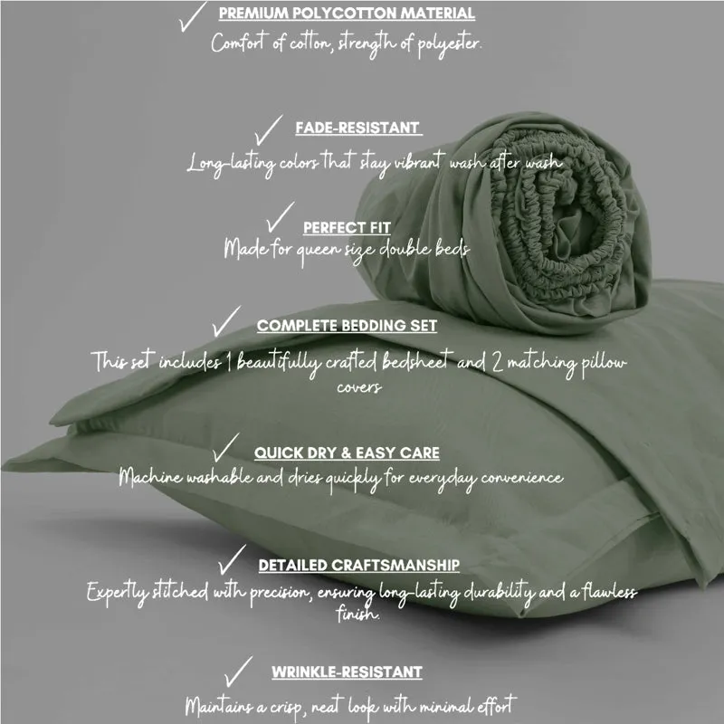 Cloud Drift Fitted Microfiber Bedsheet (Green) - 140 GSM media 8