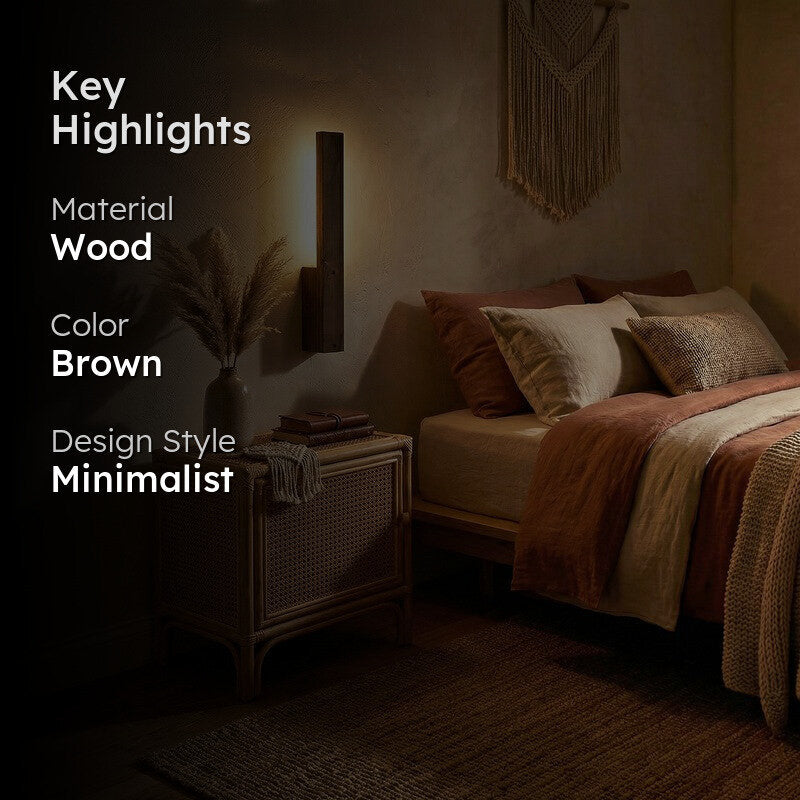 CalmCore Wooden Wall Lamp - Brown media 2