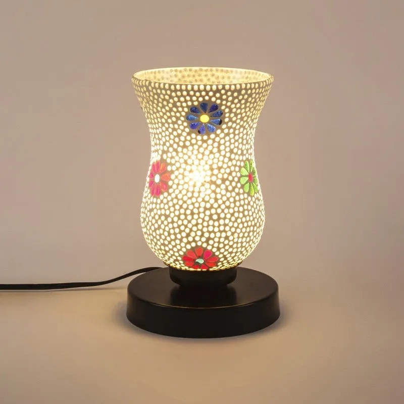 Glorifire Mosaic Glass Table Lamp With Wooden Base - Multicolor media 6