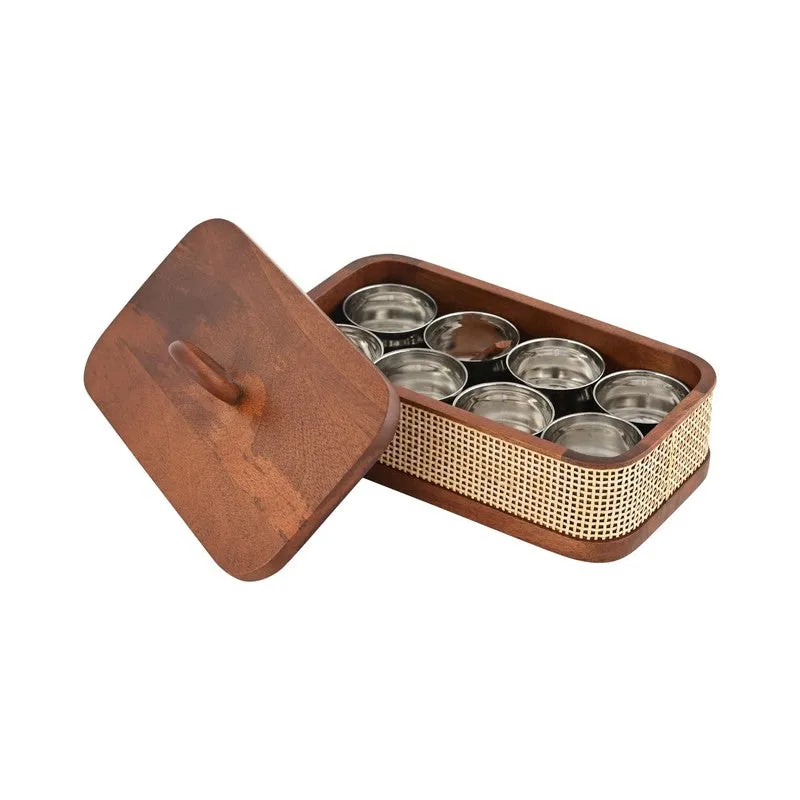 Tresso Wooden Masala Box with 8 Containers - Ten Piece Set media 7