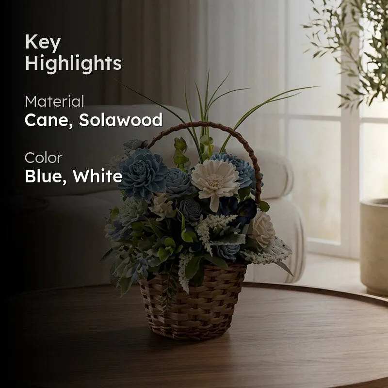 Niora Blue Solawood Floral Basket media 2