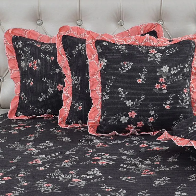 Indian Winter Floral Frilled Bedding Set - Five Piece Set media 3