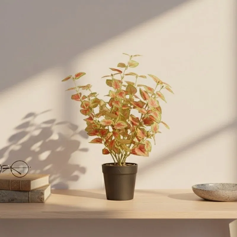 Artificial Coleous Plant With Black Fiber Pot (Brown) - 1 Feet media 5