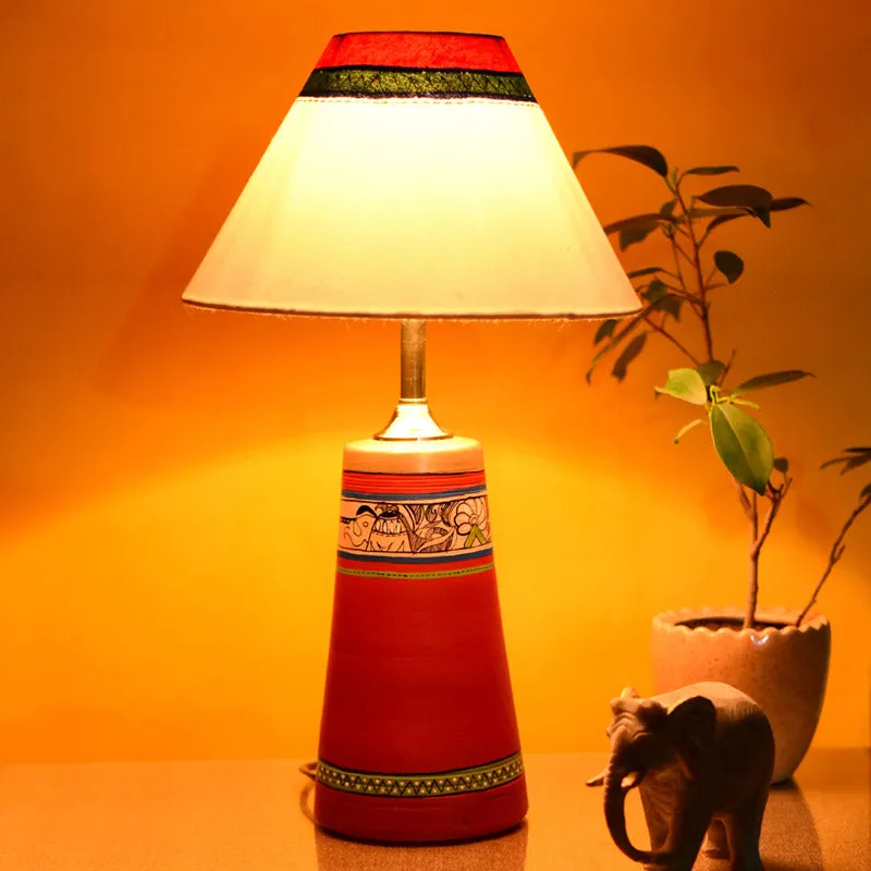 Janvi Handcrafted Terracotta Table Lamp - Multicolor media 1