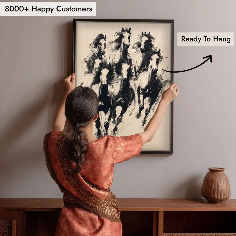 Wild Horses Wall Painting With Black Frame media 8