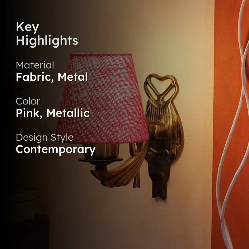 Love Gleam Atva Conical Fabric & Metal Wall Lamp - Pink media 2