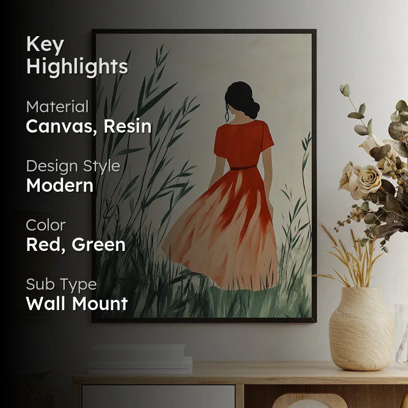 Solitary Girl Canvas Wall Art With Resin Frame media 2