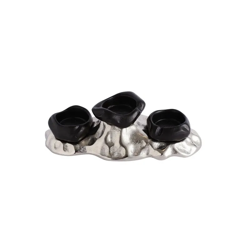 Regal Lotus Candle Holder - Black media 6