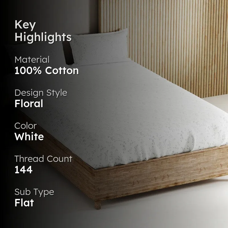 Yuvric Cotton Bedsheet (White) - 144 TC media 2
