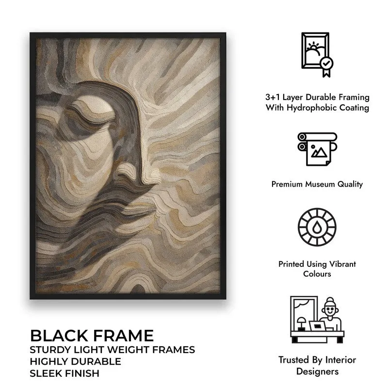 Flowing Buddha Tranquility Wall Painting With Black Frame media 9