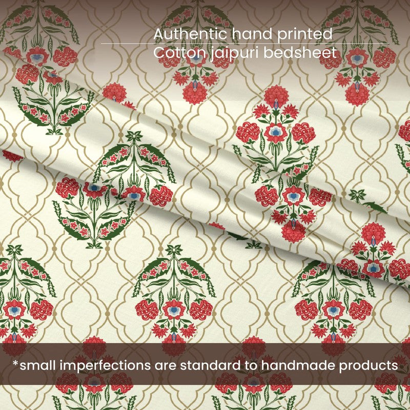 Urban Space Botanical Charm Cotton Bedsheet (Amberjaal Pink) - 240 TC media 7
