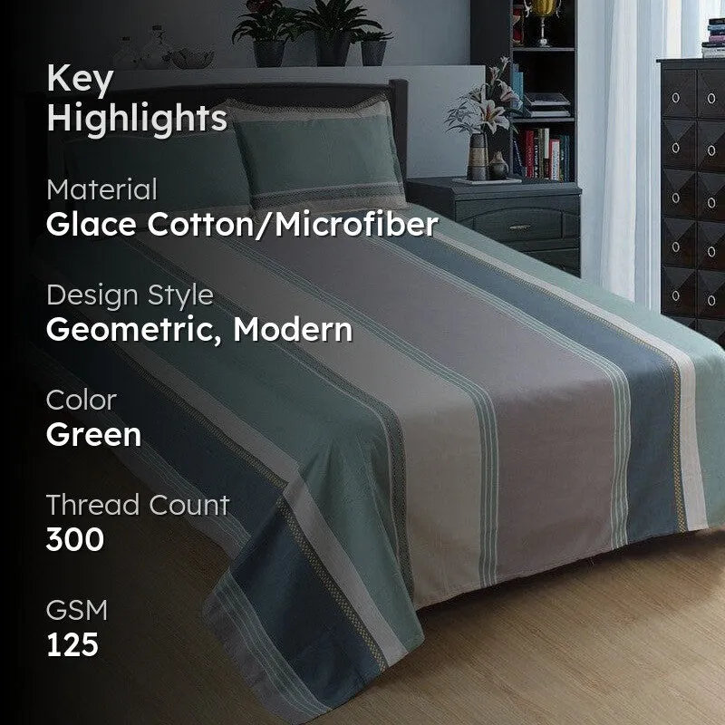 Siesta Stripes Microfiber Bedsheet (Sage Green) - 125 GSM media 2