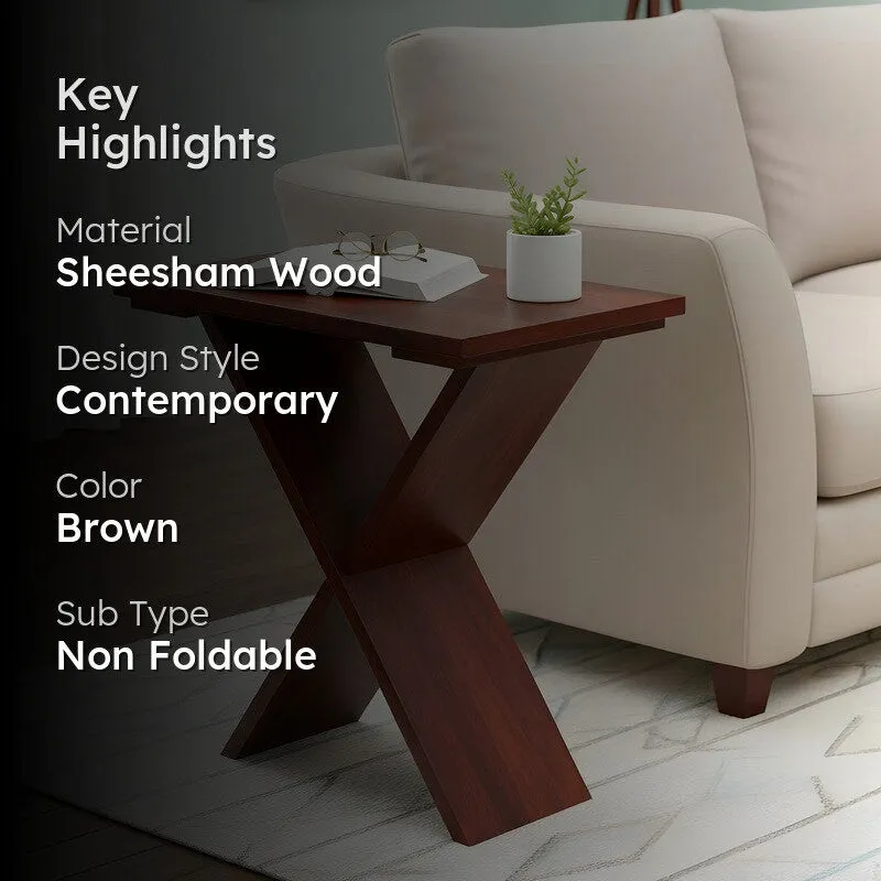 Dverox Sheesham Wooden Side & Bedside Table - Brown media 2