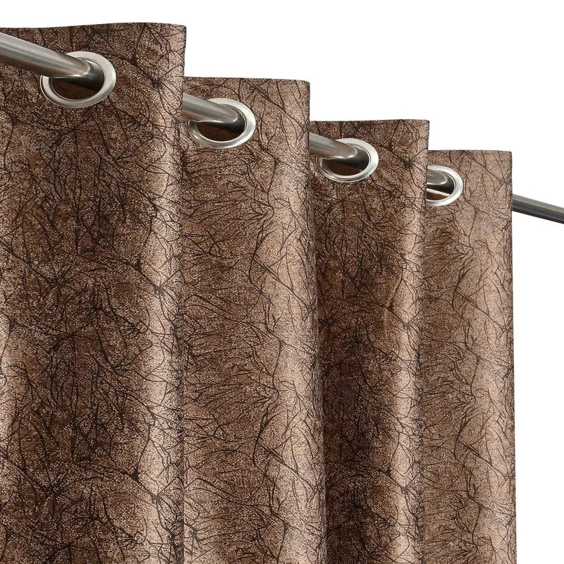 SoftFall Printed Curtains (Coffee) - Set Of Two media 3