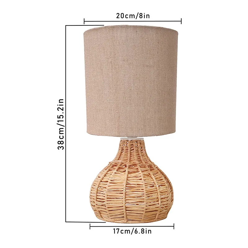Palladian Edge Raffia Fabric Table Lamp - Beige,Brown media 5