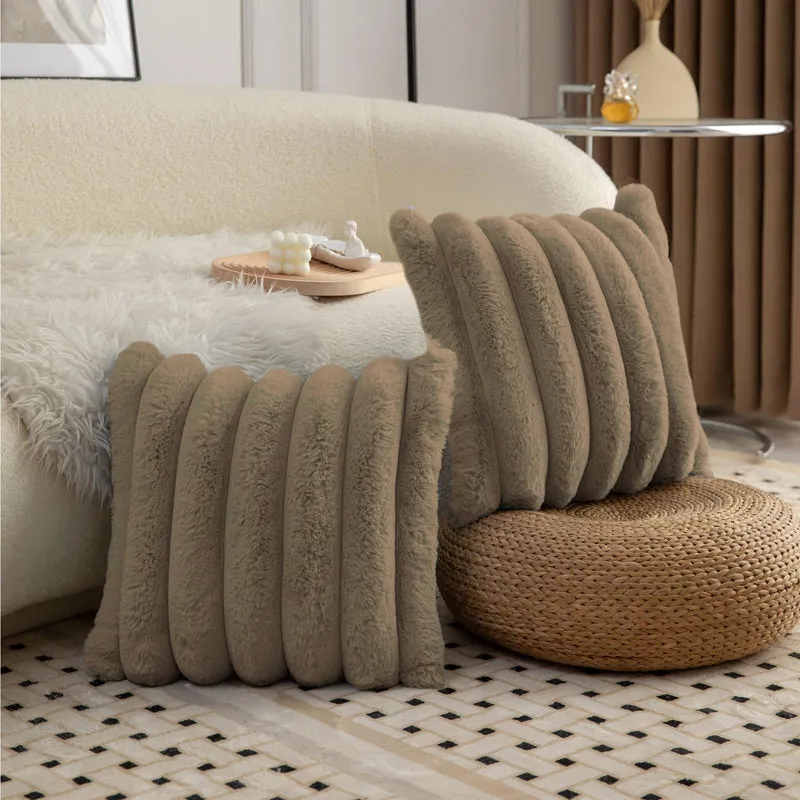 Stripe Luxe Cushion Cover Set (Light Brown) - Set Of Two media 2