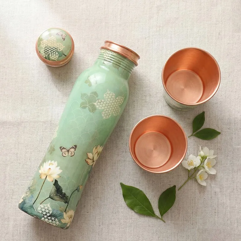 Sage Serenity Copper Bottle with Glasses - Three Piece Set media 4