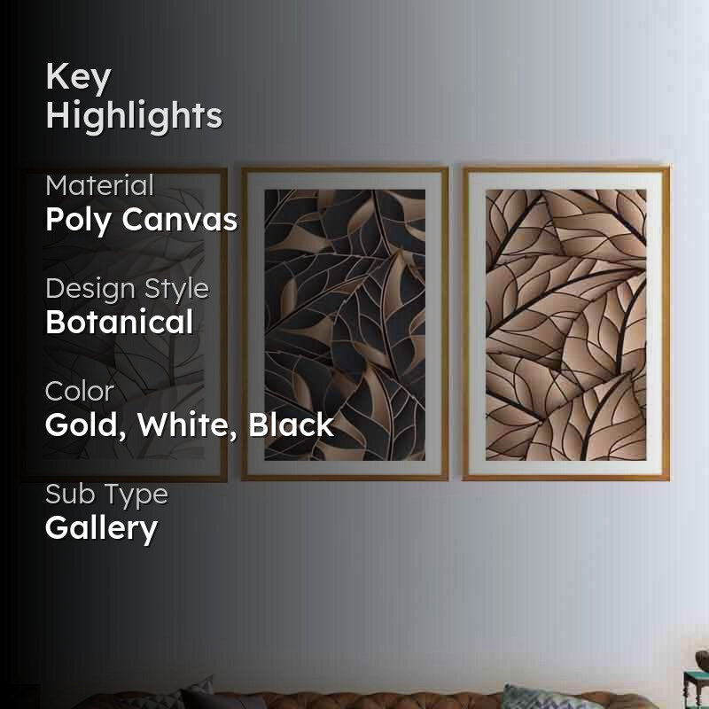 Abstract Leaf Canvas Wall Art - Set of Three media 2