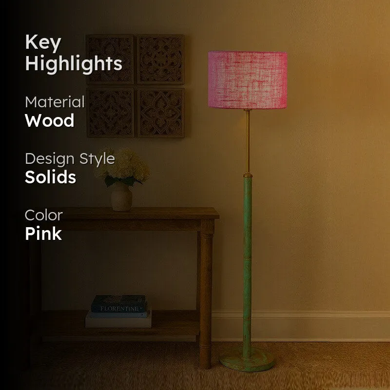 Vintage Glow Wooden Floor Lamp - Pink media 2