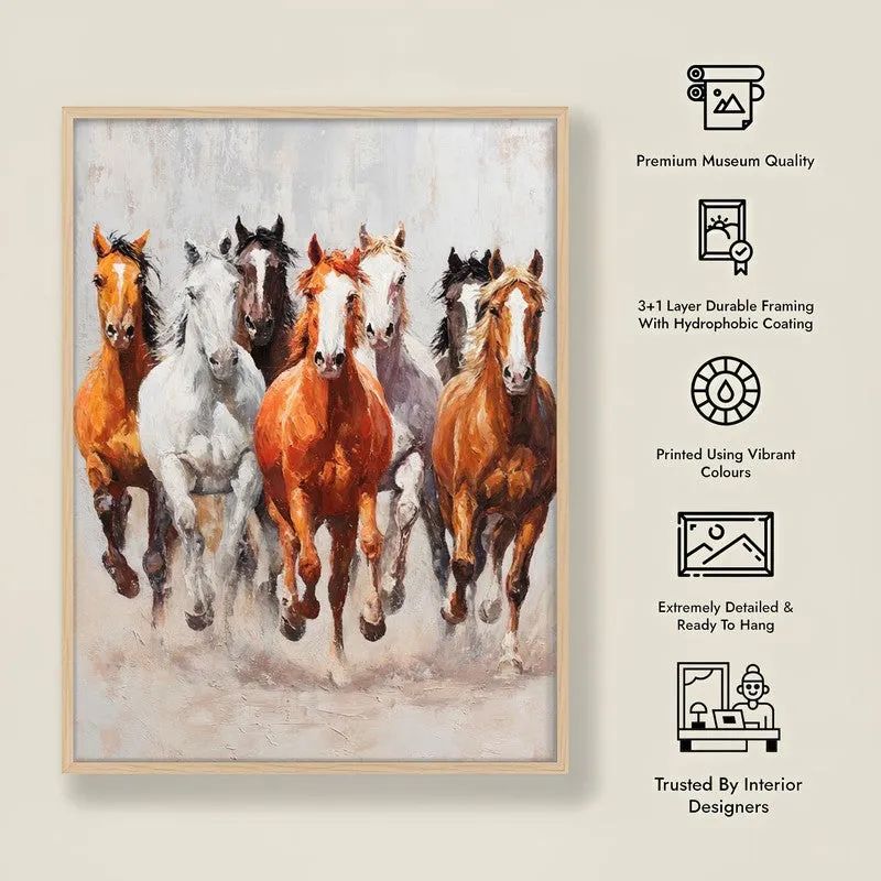 Storm of Hooves Horse Wall Painting With Brown Frame media 10