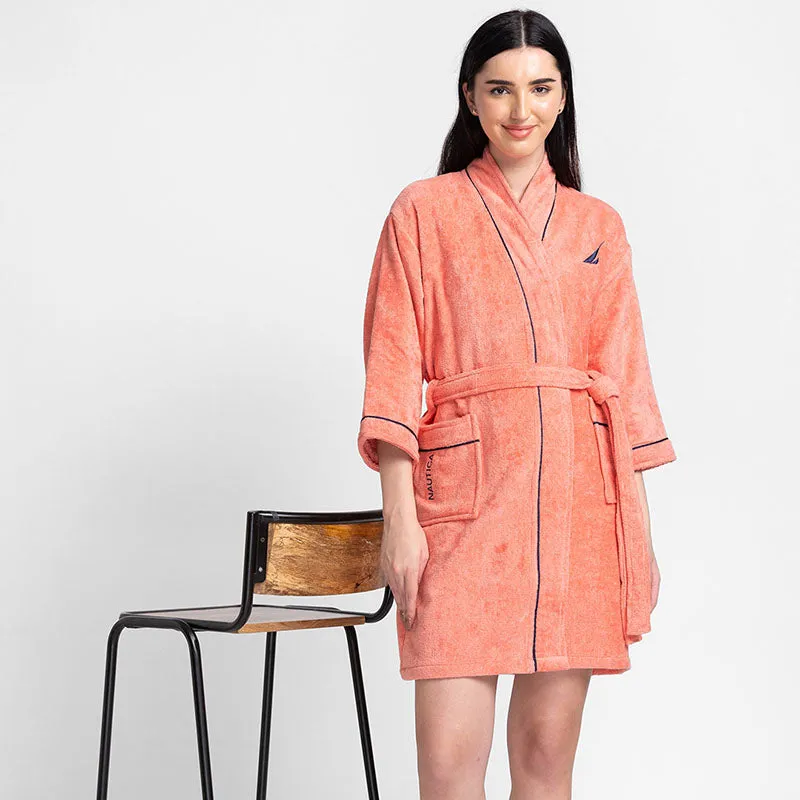 Nautica Cashmere Dreams Cotton Bath Robe - Coral media 3
