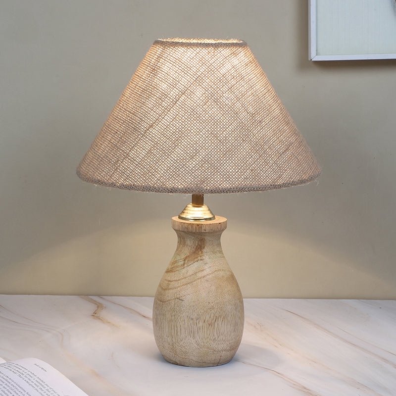 Tatami Curve Jute & Mango Wood Table Lamp - Beige,Brown