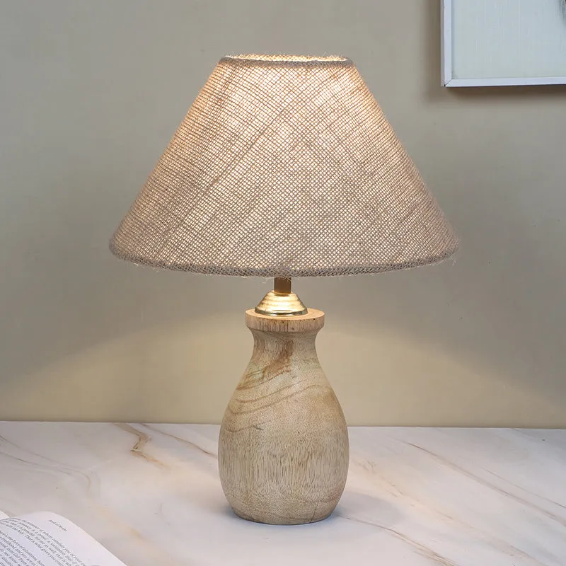 Tatami Curve Jute & Mango Wood Table Lamp - Beige,Brown media 1