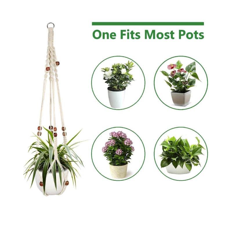Beaded Macrame Plant Hanger - Set Of Two media 5