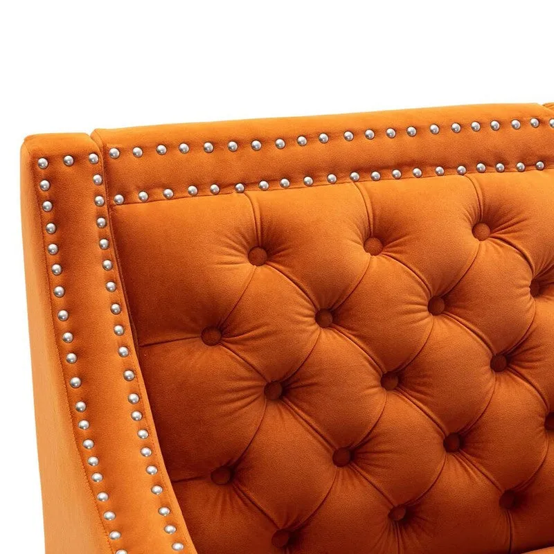 Softix Neem Wood Accent Chair - Orange media 9