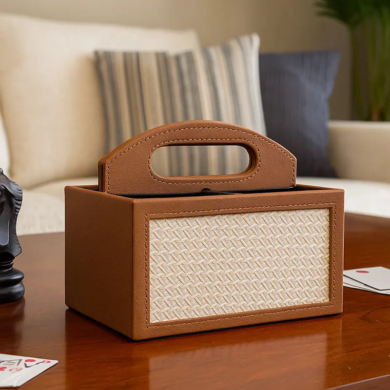 Savan Faux Leather Desk Organiser - Brown media 3