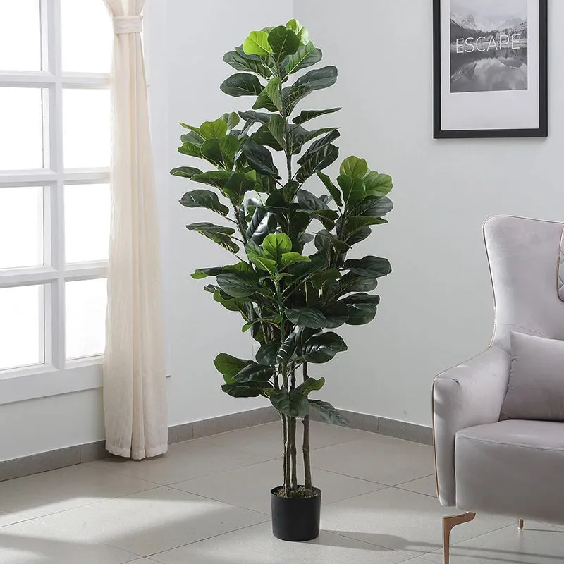 Faux Fiddle Fig Tree With Black Plastic Pot - 5.9 Feet media 3