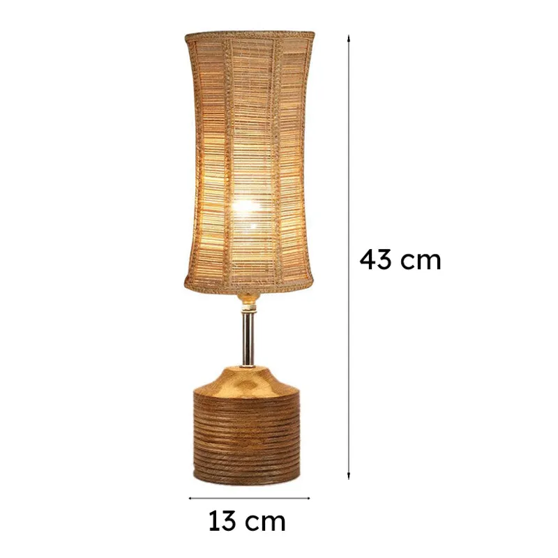 Rustic Bamboo Shade Table Lamp - Beige media 6