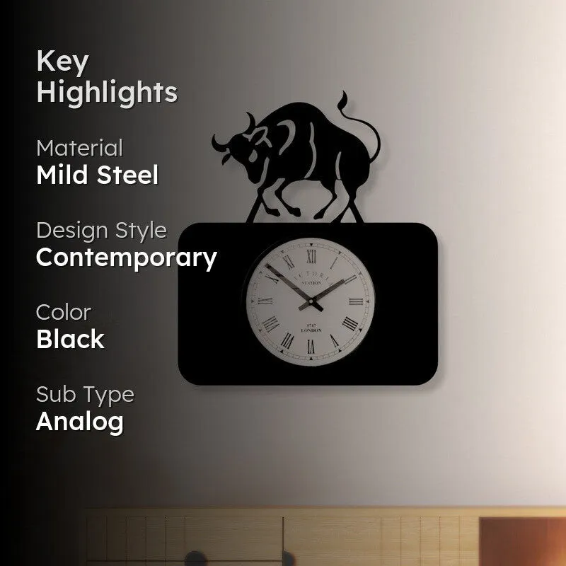 Taurus Steel Analog Wall Clock - Black media 2
