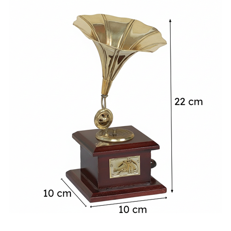 Vintage Epoque Gramophone Wood & Brass Showpiece media 8