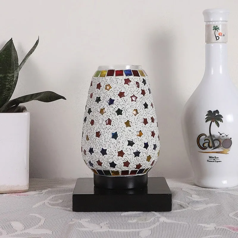 Miraico Mosaic Glass Table Lamp With Wooden Base - Multicolor media 4