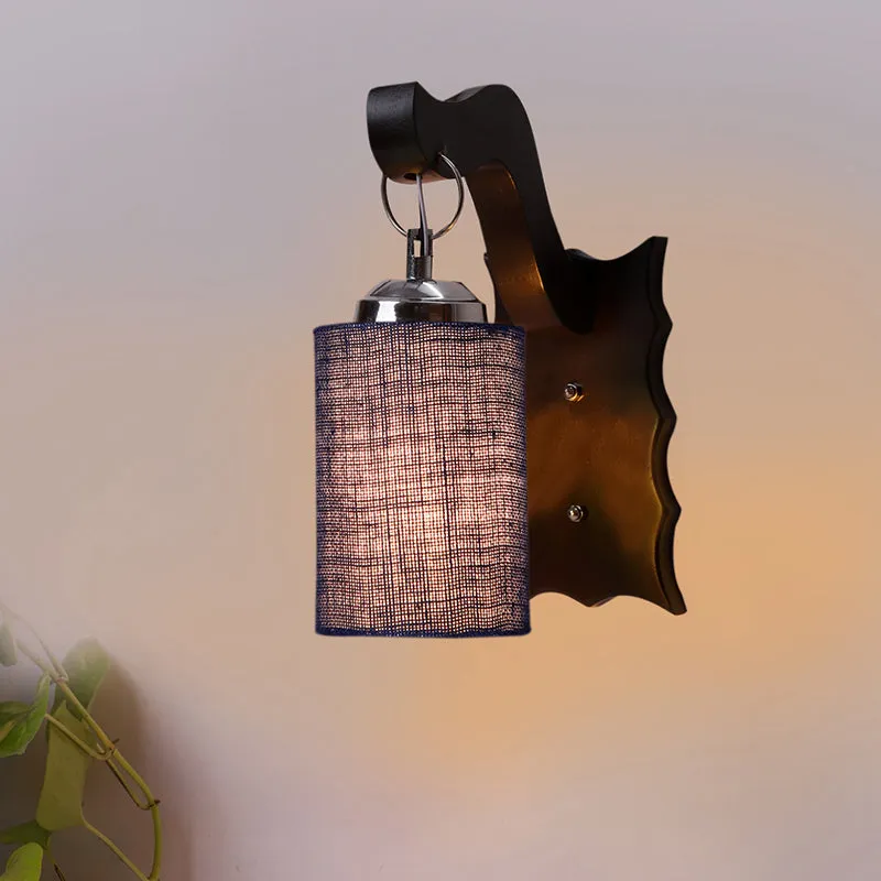 Delphi Jute & Wooden Wall Lamp - Blue media 1