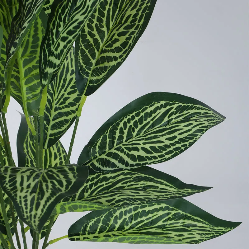 Faux Light Green Croton Plant With Black Plastic Pot - 2.2 Feet media 5