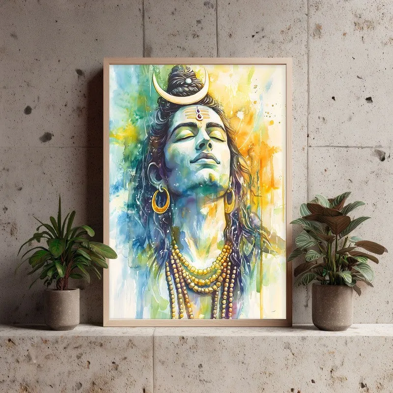 Shri Dakshinamurthi Spiritual Archival Paper Wall Painting - Natural Brown Frame media 4