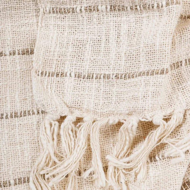 Dusky Loom Striped Throw - Off White & Beige media 4