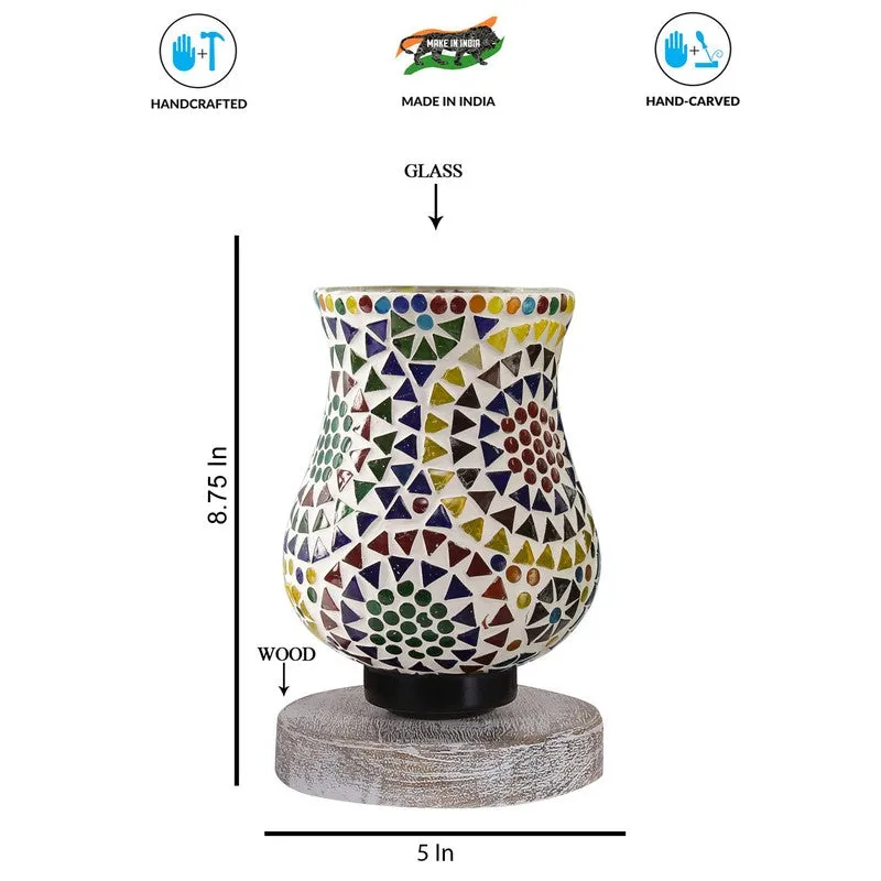 Warmelle Mosaic Glass Table Lamp With Wooden Base - Multicolor media 8