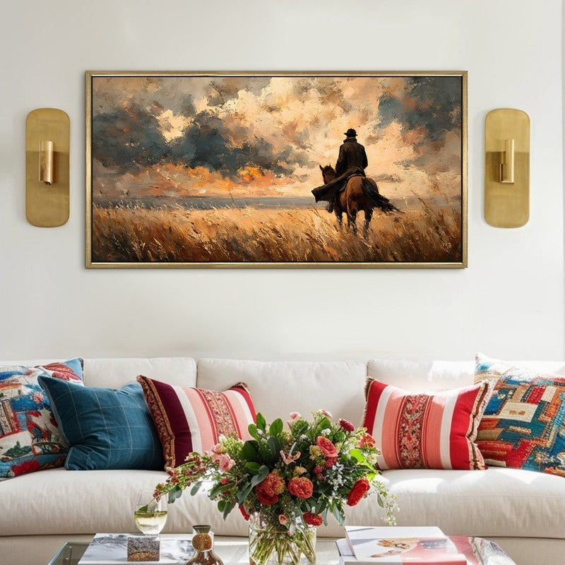 Lone Rider Canvas Wall Painting With Frame