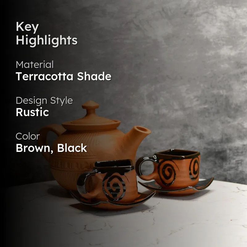 Rustic Ritual Terracotta Tea Set & Tea Pots - Three Piece Set media 2