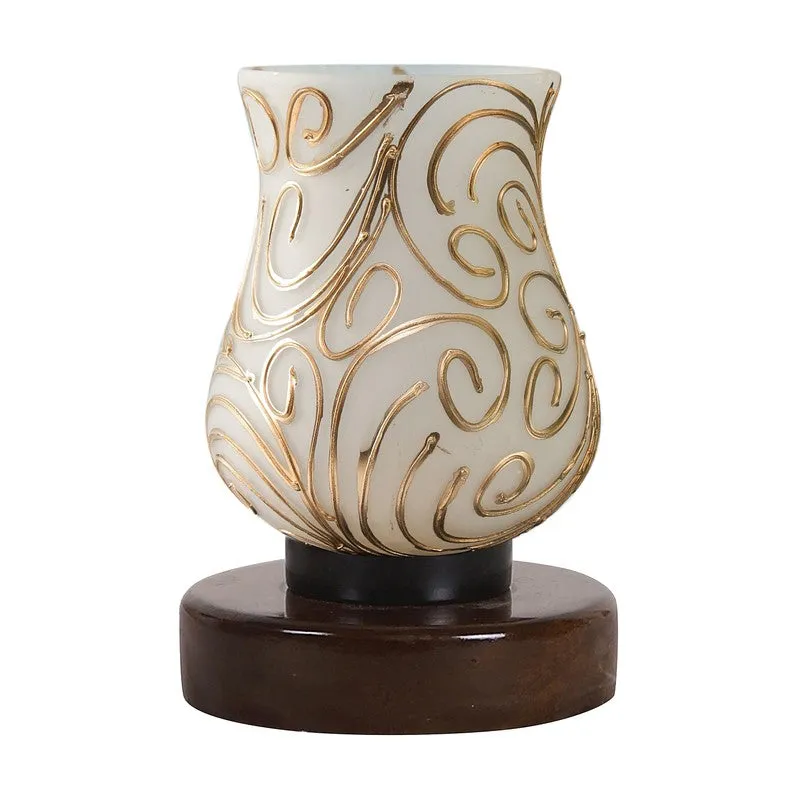 Prismira Mosaic Glass Table Lamp With Wooden Base - White media 5