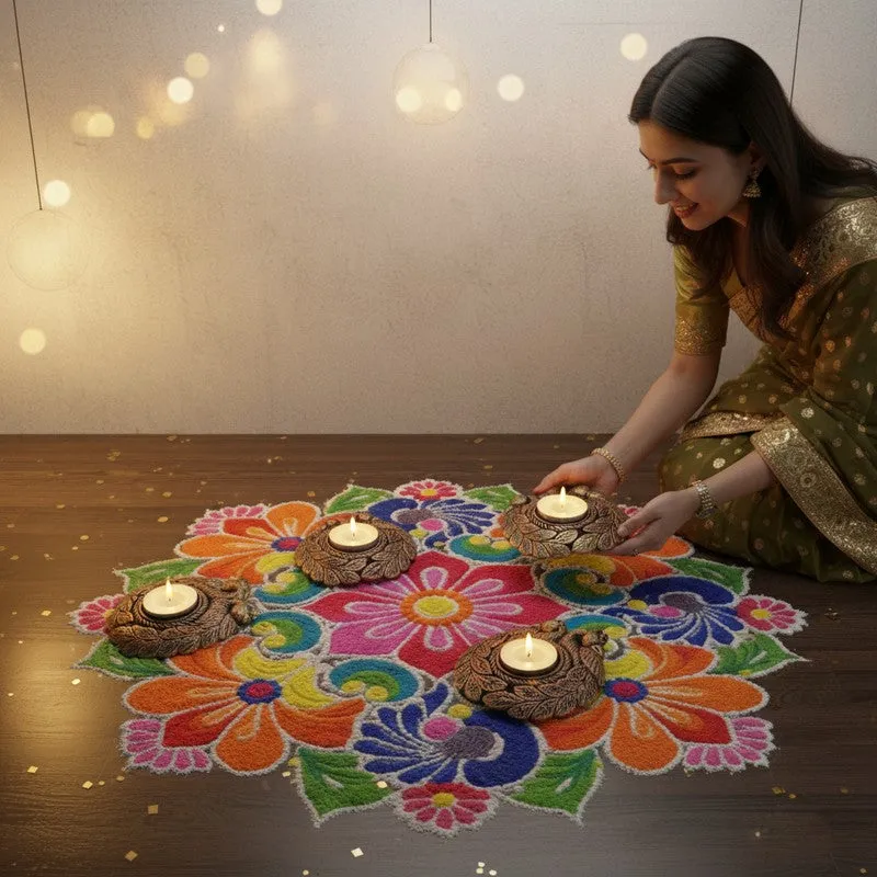 Couple Peacock Tea Light Holder - Set Of Four media 7