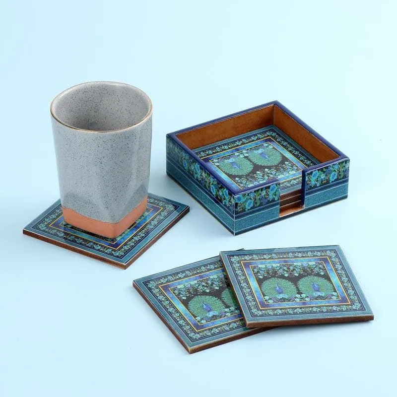 Poised Peacocks Coasters - Set Of Four media 1