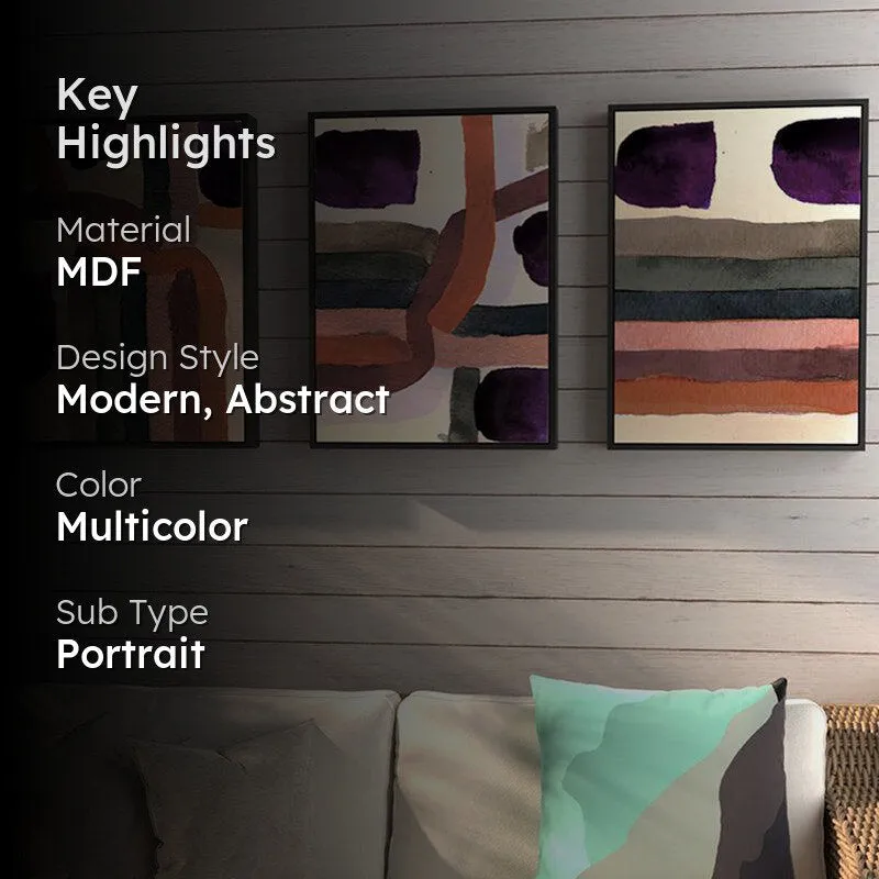 Elma Abstract Wall Painting - Set Of Three media 2