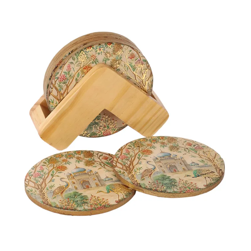 Royal Eden Wooden Coaster with Stand - Seven Piece Set media 3